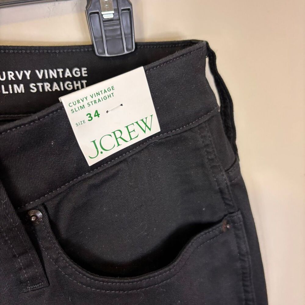 New J. Crew Black Curvy Vintage Slim Straight Leg Jeans Women's 34 - Picture 8 of 8